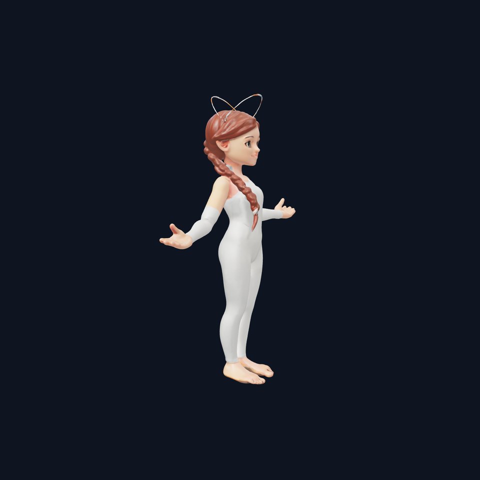 Angelic Young Girl with Halo Rigged and Animated D Model